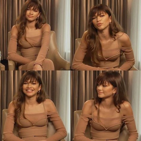 Zendaya Hair Bangs, Zendaya With Bangs, Zendaya Law Roach, Zendaya Color Palette, Zendaya Bangs, Zendaya Interview, Caramel Creamer, Dune Desert, Zendaya Hair