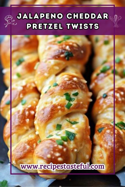 Combining the soft, chewy texture of homemade pretzels with the bold flavors of cheddar and spicy jalapenos, these pretzel twists are perfect as a snack or appetizer and come together quickly with simple ingredients. Spicy Pretzels, Baked Pretzels, Soft Pretzel Recipe, Pretzel Cheese, Homemade Pretzels, Pretzel Twists, Jalapeno Cheddar, Pretzels Recipe, Soft Pretzels