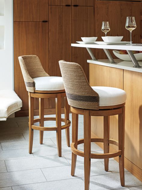 Kipton Swivel Bar Stool | Lexington Home Brands Woven Bar Stools, Tommy Bahama Home, Lexington Home, Contemporary Bar Stools, Swivel Bar Stool, Palm Desert, Swivel Stool, Lexington Furniture, Living Room Shop