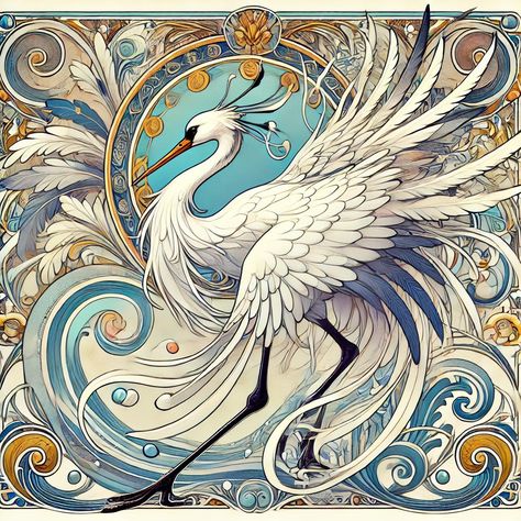 Nouveau Art Illustration, Irene Meniconi Art, Fantasy Bird Art, Art Nouveau Animals, Art Nouveau Bird, Art Gallery Wallpaper, Acrylic Artwork, Arte Animal, Creative Drawing