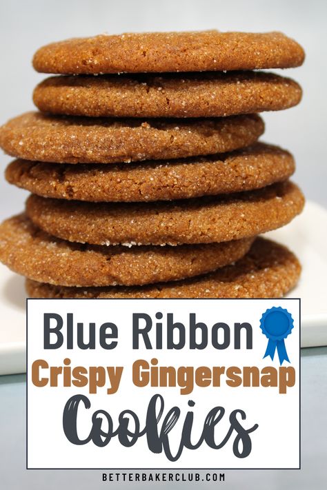 Crispy Gingersnap Cookies: A 4-H Blue Ribbon Recipe - Better Baker Club Crispy Ginger Snaps, Crispy Ginger Snap Cookies, Gingersnap Cookies Crispy, Gingersnaps Cookies, Gingersnap Cookies Recipe, Gingersnap Cookie Recipe, Fair Recipes, Ginger Snap Cookies Recipe, Ginger Snaps Recipe