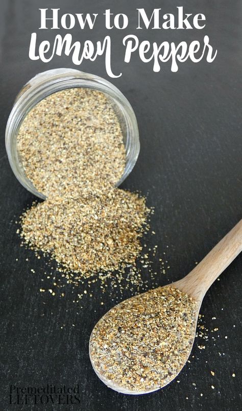 Lemon Pepper Seasoning Recipe, Flavored Salts Recipes, Dried Lemon Peel, Homemade Dry Mixes, Pumpkin Pie Spice Mix, Pepper Seasoning, Homemade Spice Mix, Spice Blends Recipes, Spice Mix Recipes