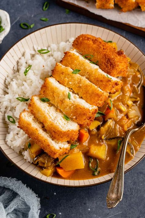 Vegan Katsu Curry, Firm Tofu Recipes, Tofu Katsu, Breaded Tofu, Asian Vegetarian Recipes, Plantbased Recipes, Firm Tofu, Plant Based Cookbook, Vegan Curry