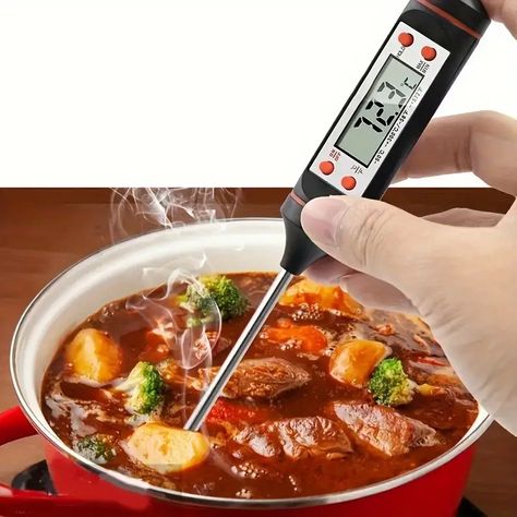 Instant Reading Meat Thermometer Digital Probe Milk Liquid - Temu Meat Cake, Bbq Turkey, Cooking Thermometers, Kitchen Thermometer, Digital Meat Thermometer, Instant Read Thermometer, Cooking Thermometer, Food Thermometer, Bbq Recipes