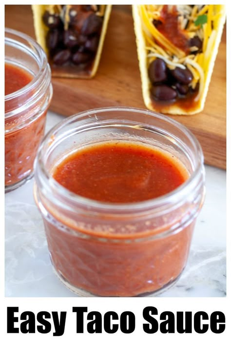 Mexican Sauce Recipes, Homemade Taco Sauce, Taco Sauce Recipes, Chicken Burgers Recipe, Spicy Tacos, Homemade Sauce Recipes, Taco Sauce, Easy Taco, Recipes Appetizers And Snacks