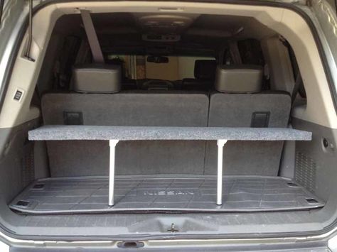 Your Trunk Can Now Double in Size Thanks to This DIY Pop-Up Shelf Trunk Shelf, Diy Trunk, Suv Storage, Car Camping Essentials, Car Trunk Organizer, Organize Everything, Household Help, Closet Rack, Trunk Organizer