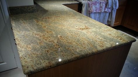 Kashmir Gold granite - Bullnosed Edge, Southam - Contemporary Stone Ltd Range Cooker, Engineered Stone, Perfect Garden, Oak Finish, Golden Color, Kitchen Backsplash, Backsplash, New Homes, Stone