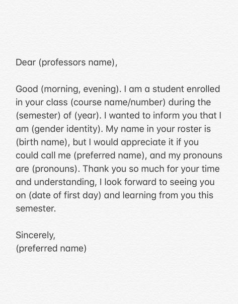 coming out to college professors via email format. Trans Format, Email To Professor, Trans Tips, Ftm Trans, Email Format, Email Writing, Professional Portfolio, Writing Plot, Write An Email