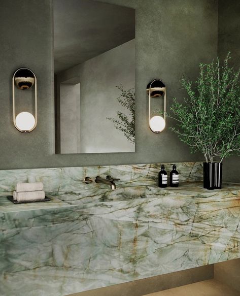 Green Quartzite, Modern Luxury Bathroom, New House Bathroom, House Bathrooms, The Natural World, Bathroom Inspiration Decor, Green Bathroom, Dream House Interior, Green Marble