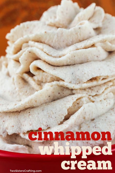 Homemade Cinnamon Whipped Cream - Take your desserts to the next level with this delicious flavored Whipped Cream.  What an easy way to add that "wow" factor to your Fall or Thanksgiving desserts with a homemade whipped cream chock full of cinnamon flavor.  So yummy and so easy to make. Gingerbread Whipped Cream, Cinnamon Whipped Cream, Spiced Whipped Cream, Flavored Whipped Cream, Chicken And Gravy, Thanksgiving 2023, 2024 Recipes, Birthday Menu, Holiday Pies