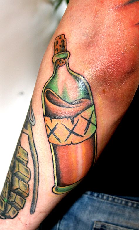 Why's the rum gone? Rum Bottle Tattoo, Rum Tattoo, Spiced Rum Recipes, Sailor Jerry Rum, Pirate Ship Tattoo, Brighton Tattoo, Pirate Tattoo, Rum Recipes, Bottle Tattoo