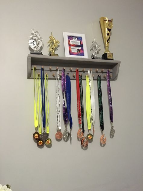 Sports Medals Aesthetic, Trophy Wall, Royal Chair, Night Bike Ride, Trophy Display, File Decoration Ideas, 2000s Japanese Fashion, Sports Medals, Stylish School Bags