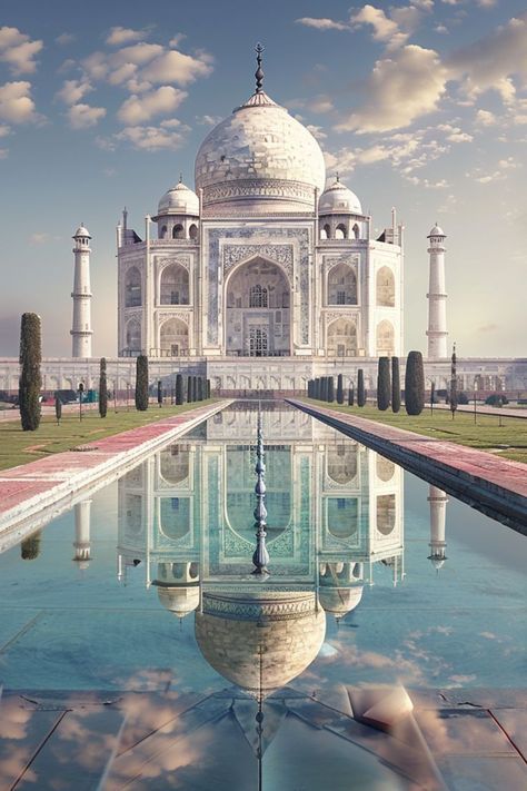 Experience the Timeless Beauty of the Taj Mahal 🕌✨ Marvel at the exquisite Taj Mahal, a symbol of love and architectural brilliance in India. Explore its stunning marble facade and serene gardens, and learn about the love story behind this iconic monument. 🇮🇳❤️ #TajMahal #IndiaTravel #IconicLandmarks #TravelInspiration Marble Facade, Monument In India, Indian Flag Wallpaper, Taj Mahal India, Top Places To Travel, India Photography, The Taj Mahal, Architecture Landmark, Symbol Of Love