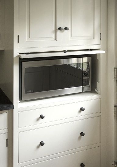 10 Strategies for Hiding the Microwave : Remodelista Hide Microwave, Hiding Appliances, Built In Microwave Cabinet, Hidden Microwave, Microwave Cabinet, Clutter Free Kitchen, Outdoor Kitchen Appliances, Microwave In Kitchen, Built In Microwave