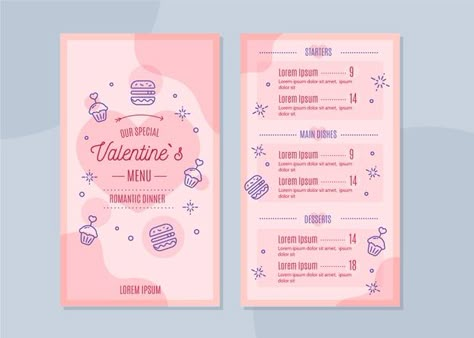 Valentines Pubmat Ideas, Cute Menu Design, Valentines Graphic Design, Menu Ideas Design, Tea Store Design, Menu Design Ideas, Menu Design Inspiration, Cafe Menu Design, Valentine Poster