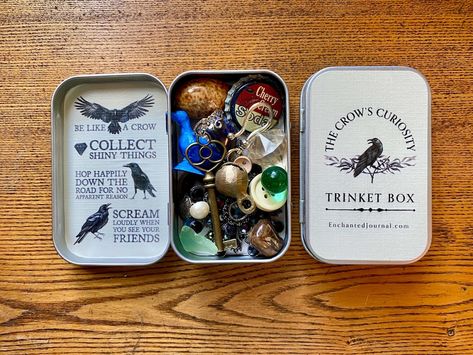 This Memorabilia item by EnchantedJournalShop has 312 favorites from Etsy shoppers. Ships from Canada. Listed on Sep 10, 2024 Crow Party, Crow Collection, Whimsical Nature, Altered Tins, Witchy Crafts, Found Object Art, Surprise Box, The Crow, Found Objects