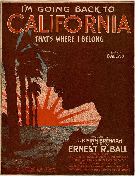 Miss California, California Poster, Vintage California, City Of Angels, Vintage Sheet Music, California Love, California Dreamin', California Dreaming, Music Covers