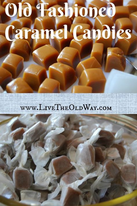 caramel candy Caramels Homemade, Homemade Caramel Candy, Caramel Candies Recipe, Caramel Candies, Root Cellar, Candy Recipes Homemade, Soft Caramel, Caramel Candy, Corn Recipes