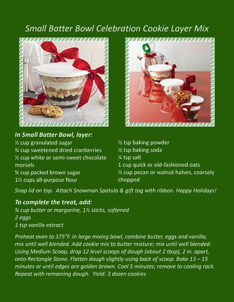 Make celebration cookie layer mix in small batter bowl makes a great gift for someone who loves to bake! --www.pamperedchef.biz/nikkilane57 Gift Mixes, Chef Desserts, Drink Gifts, Christmas Posts, Chef Ideas, Tupperware Recipes, Pampered Chef Party, Jar Recipes, Chef Party