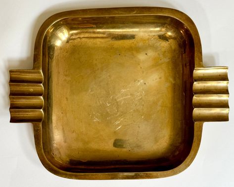 Heavy Solid Brass Ashtray Mid Century Decorative Tray Trinket Dish Catchall Large 9.25" Square Brass Ashtray, Be Authentic, Vintage Ashtray, Trinket Dish, Trinket Dishes, Vintage Brass, Vintage Finds, Small Gifts, Solid Brass