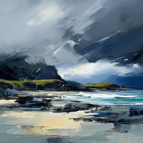 Stormy Beach Painting, Seascape Pictures, Stormy Sea Painting, Abstract Seascape Paintings, Beach Landscape Painting, Scottish Coast, Scottish Landscape Painting, Ocean Landscape Painting, Scottish Painting