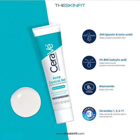 Product Comparison Design, Skin Care Social Media Design, Cerave Acne Control Gel, Product Social Media Design, Flawless Skin Care, Cosmetic Creative, Acne Gel, Skincare Needs, Skin Care Benefits