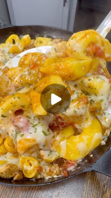 Luke Brown on Instagram: "Chicken Enchilada Tortellini is an easy one pan dinner recipe that can be made in less than 30 minutes!   INGREDIENTS  1 lb of chicken breast  Olive oil  1/2 tsp salt and pepper  2 tsp chili powder 1 tsp each cumin, dried cilantro, onion powder  1 TBSP minced garlic  1 19oz bag of frozen tortellini  1 10oz can of Mild enchilada sauce  1 10oz can of Rotel (Mexican Style Lime & Cilantro)  1 cup shredded Monterey Jack Cheese  Sour cream   INSTRUCTIONS  Cut chicken into cubes. Heat a large skillet over medium high heat. Add the chicken and a little bit of olive oil.  Season with salt, pepper, chili powder, cumin, dried cilantro, and onion powder. Once the chicken is fully cooked add the minced garlic and stir.   Add enchilada sauce, rotel, and frozen tortellini to the Chicken Enchilada Tortellini, Enchilada Tortellini, Mild Enchilada Sauce, Frozen Tortellini, Easy One Pan Dinner, Dried Cilantro, One Pan Dinner Recipes, Luke Brown, Cheesy Chicken Enchiladas