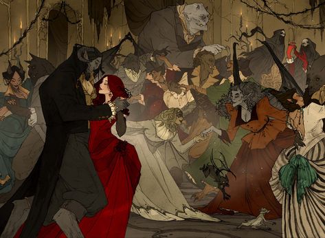 Gothic Romanticism, Abigail Larson, Monster Party, Arte Fantasy, Dark Fantasy Art, Nightmare Before Christmas, Dark Art, Dark Fantasy, Beauty And The Beast