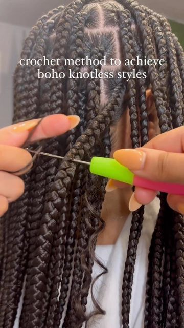 Natural Hair Box Braids, Boho Braided Hairstyles, Braids Knotless, Boho Knotless, Curly Crochet Hair Styles, Big Box Braids Hairstyles, Feed In Braids Hairstyles, Box Braids Hairstyles For Black Women, Quick Braided Hairstyles