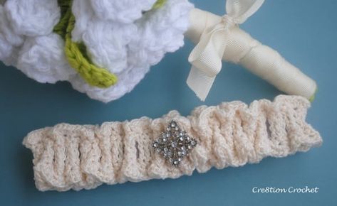 Crochet Garter Wedding Free Pattern, Crochet Garter Belt, Crochet Garter, Garter Pattern, Bridal Crochet, Wedding Crochet Patterns, Garters Wedding, Wedding Crochet, Crochet Wearables