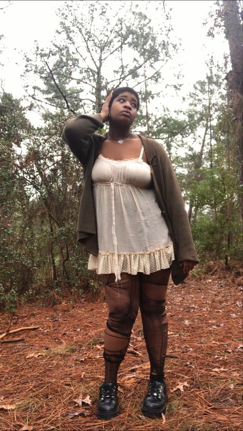 Fairy Outfit Ideas Plus Size, Plus Size Grung, Fairy Grunge Aesthetic Outfit Plus Size, Grunge Outfits Fairy, Goblin Core Plus Size, Fairy Grunge Black Women, Plus Size Fairy Outfits, Plus Size Fairy Grunge Outfits, Grunge Fairycore Outfits Plus Size