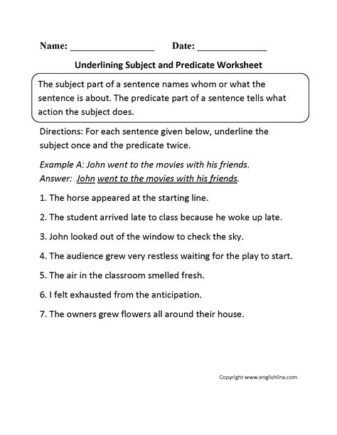 Underlining Subject or Predicate Worksheet Subject And Predicate Worksheet, Compound Subjects And Predicates, Complete Predicate, Complete Subject And Predicate, Simple Predicate, Sentence Worksheet, Cc Essentials, Sentence Fragments, Parts Of A Sentence