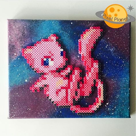 Mew Perler, Hama Art, Hamma Beads Ideas, Pokemon Bead, Pokemon Mew, Pokemon Perler Beads, Mythical Pokemon, Pixel Beads, Melty Bead Patterns