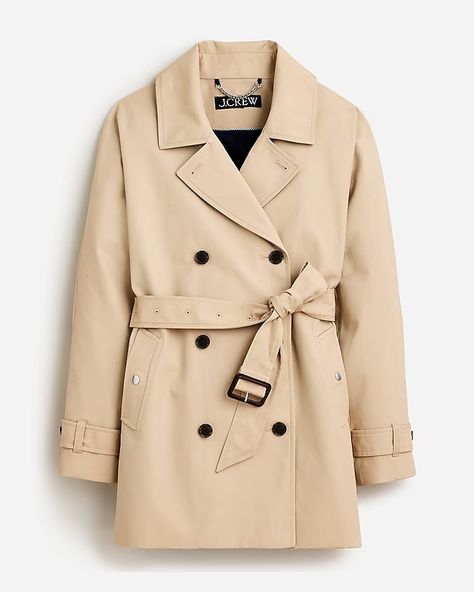 J.Crew: Short Trench Coat For Women Toggle Coat, Trench Coat Dress, Short Trench Coat, New England Fall, Flannel Pants, Ribbed Turtleneck Sweater, New England Style, Coat For Women, Wool Shop