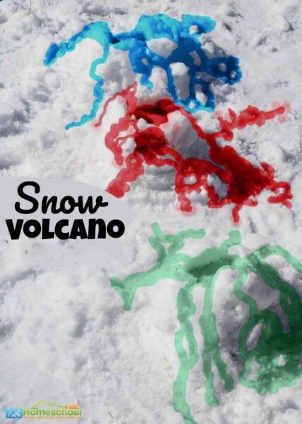 Snow Volcano For Kids, Winter Experiments, Winter Science Projects, Inquiry Kindergarten, Snow Volcano, Volcano Science Projects, Volcano For Kids, Snow Activity, Kindergarten Science Experiments