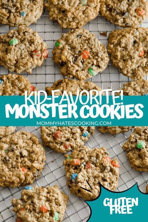 Gluten Free Monster Cookies Recipes, Gluten Free Cowboy Cookies, Monster Cookies No Flour, Monster Cookies Gluten Free, Moster Cookies, Mrs Fields Cookies, Gluten Free Monster Cookies, Gluten Free Pantry, Monster Cookies Recipe