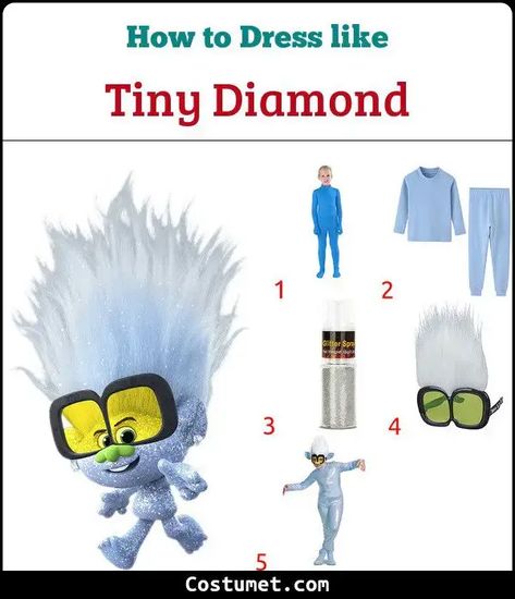 Tiny Diamond Costume Trolls, Diy Tiny Diamond Troll Costume, Trolls Costume Ideas, Tiny Diamond Trolls Costume, Viva Costume Trolls, Tiny Diamond Costume, Diy Trolls Costume, Tiny Diamond Trolls, Trolls Cosplay