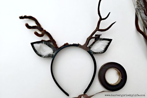 DIY Reindeer Headband Diy Antlers, Diy Reindeer, Christmas Antlers, Antlers Headband, Snowman Costume, Diy Christmas Sweater, Reindeer Christmas Sweater, Diy Ugly Christmas Sweater, Deer Costume