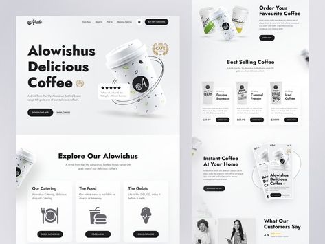 Coffee Landing Page, Coffee Website Design, Cafe Website Design, Coffee Shop Website, Coffee Site, Japanese Coffee Shop, Clean Websites, About Us Page Design, Online Coffee Shop