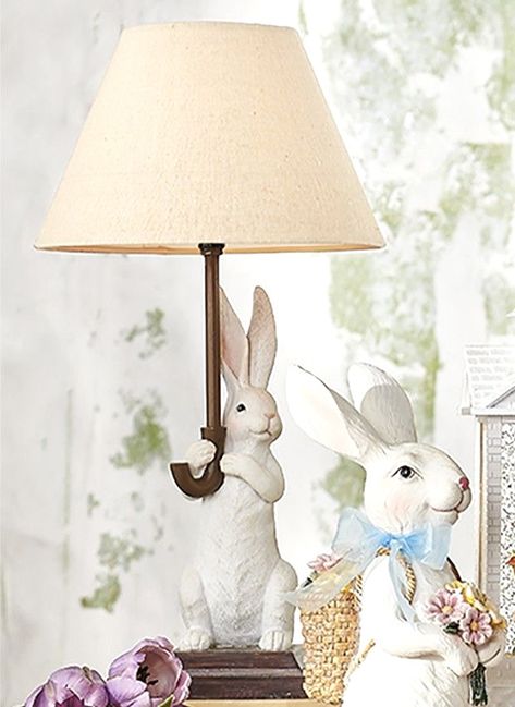 Bunny Lamp, Umbrella Table, Rabbit Lamp, Animal Lamp, Nursery Room Design, Unique Farmhouse, Rabbit Decor, Nursery Room Inspiration, Decorative Table Lamps