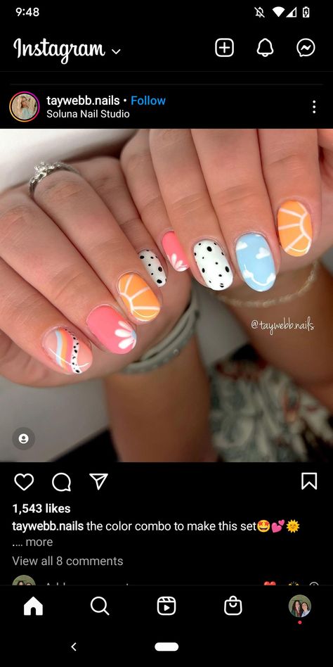 Teacher Nail Art, Teacher Nails, Sns Nails Designs, Boho Nails, August Nails, Hippie Nails, Simple Acrylic Nails, Seasonal Nails, Fancy Nails