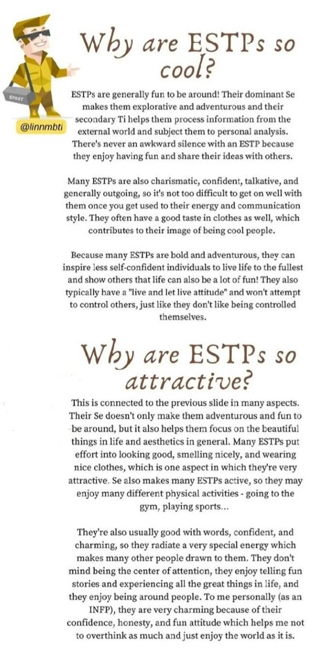 Estp Personality Aesthetic, Estp Things, Estp And Infj, Estp Aesthetic, Estp Characters, Estp Memes, Infp X Estp, Estp Mbti, Explorers Mbti