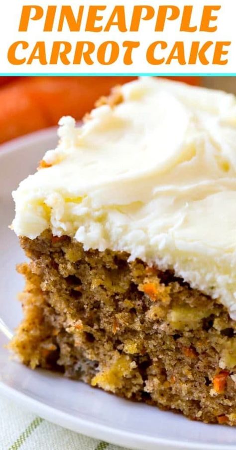 Pineapple Carrot Cake Pineapple Carrot Cake, Carrot Cake With Pineapple, Moist Carrot Cake, Dessert Parfait, Moist Carrot Cakes, Healthy Carrot Cakes, Cookies Bars, Pineapple Cake, Carrot Cake Recipe