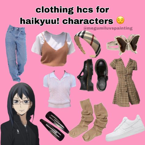 Clothing Headcanons Anime, Haikyuu Outfits Inspired, Anime Inspired Outfits Casual, Clothing Headcanons, Anime Headcanons, Anime Fits, Character Closet, Outfits Anime, Character Inspired Outfits