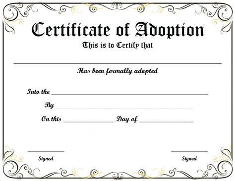 Blank Adoption Certificate Template (9) - TEMPLATES EXAMPLE | TEMPLATES EXAMPLE Adoption Certificate Template, Dog Adoption Certificate, Certificate Of Adoption, Free Letters From Santa, Pet Adoption Certificate, Blank Certificate Template, Letters From Santa, Adoption Papers, Blank Certificate