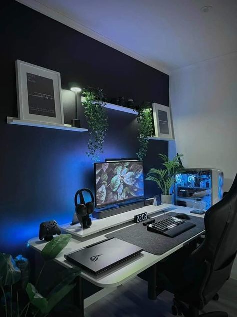 Mens Desk Setup, Clean Desk Setup, Mens Desk, Gaming Rooms, Setup Gamer, Clean Desk, Desk Setups, Future Room, Desktop Setup