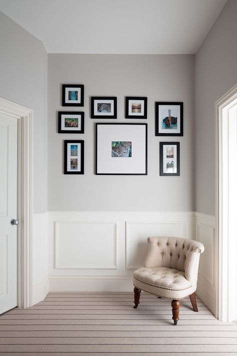 How to Make the Most of Dado and Picture Rails Victorian Hallway Ideas, Hallway Colour Ideas, Hallway Ideas Diy, Hallway Interior, Hallway Chairs, Contemporary Hallway, Living Room Panelling, Hallway Paint, Victorian Hallway