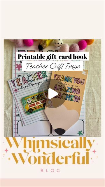 38K views · 2.2K likes | Kara Adams on Instagram: "The perfect gift from the entire class: right here! This DIY printable gift-card book is the sweetest idea. Comment teacher for all the prints to create this.

Tag a room mom or a teacher for this idea 😍 save and share for inspiration! Everyone could pitch in $3-$5 to create this ✏️ Love YOU and this community so much. Y’all have just thrown me into such an amazing creative groove and I love sharing with you.

#teacherappreciationweek #teacherappreciationweek #teacherappreciation #teacherinspiration #teacherideas #thankyouteachers #giftsforteachers #teachergifts #teachergift #elementaryteacher #teacherfollowteachers #teachershare #craftymama" Printable Gift Cards, Room Mom, Teacher Inspiration, Gift Inspo, Crafty Mama, Card Book, Teacher Appreciation Week, Gifts For Teachers, Diy Printable