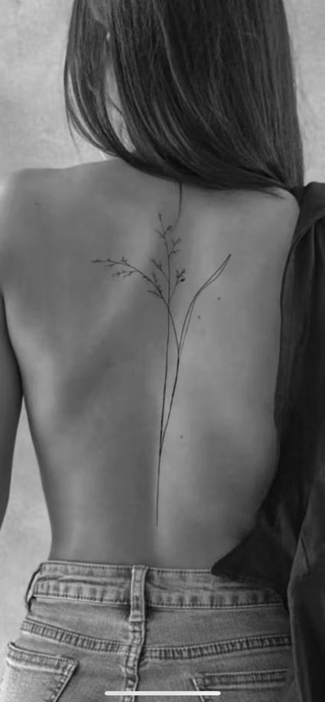 Small Floral Spine Tattoo, Spine Line Tattoo, Botanical Spine Tattoo, Dainty Floral Spine Tattoo, Minimalistic Spine Tattoo, Dainty Flower Spine Tattoo, Spine Tattoos For Women Floral, Tulip Spine Tattoo, Spine Tattoos For Women Fine Line