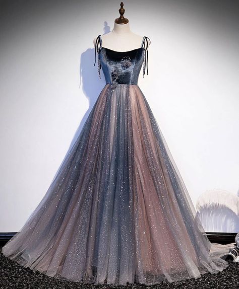 Tulle Formal Dress, Prom Dress Blue, Tulle Party Dress, Long Formal Dress, Prom Dresses 2020, Spaghetti Strap Prom Dress, Marine Uniform, Blue Tulle, فستان سهرة